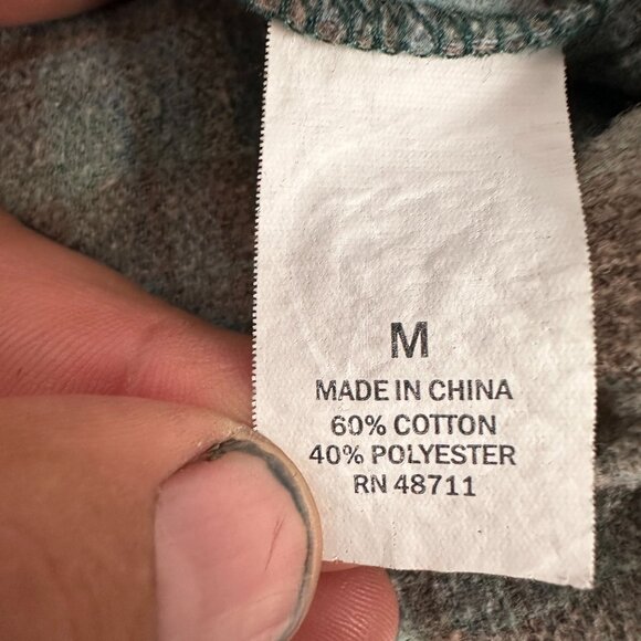 Falls Creek M Plaid Button-Up Shirt Green & Brown - Picture 4 of 5